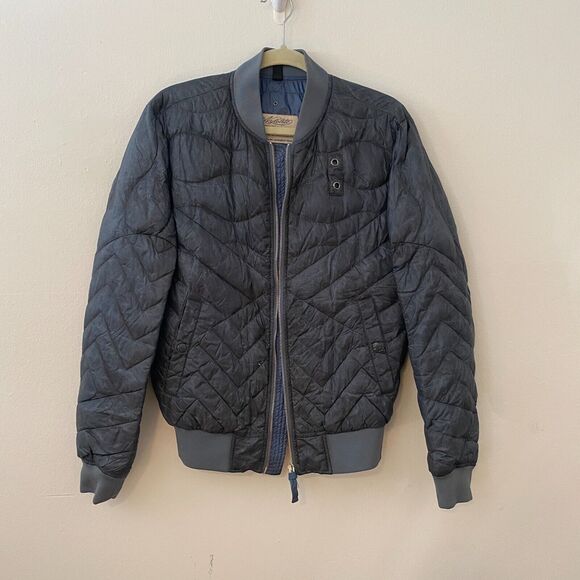 Blauer Nylolite Blue Gray Quilted Super Soft Down Zip Bomber Jacket Coat Medium - Picture 3 of 10